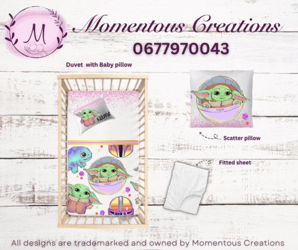 Pink Baby Yoda duvet set