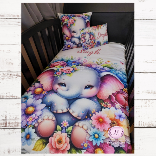 Purple Floral elephant duvet set - Image 2