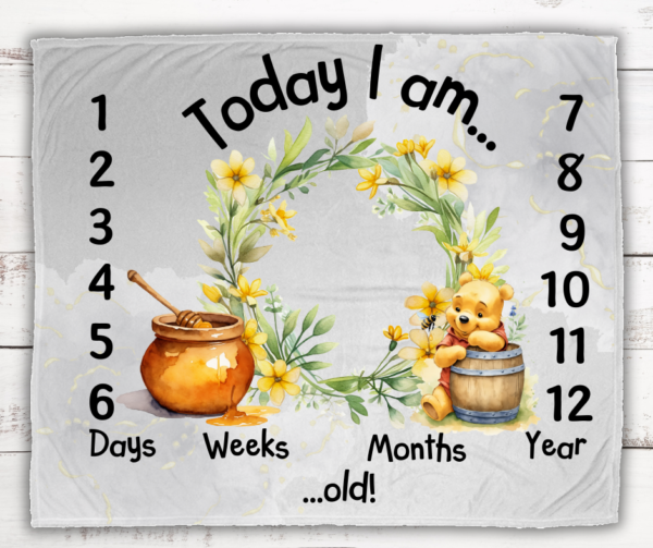 Winni the pooh milestone blanket