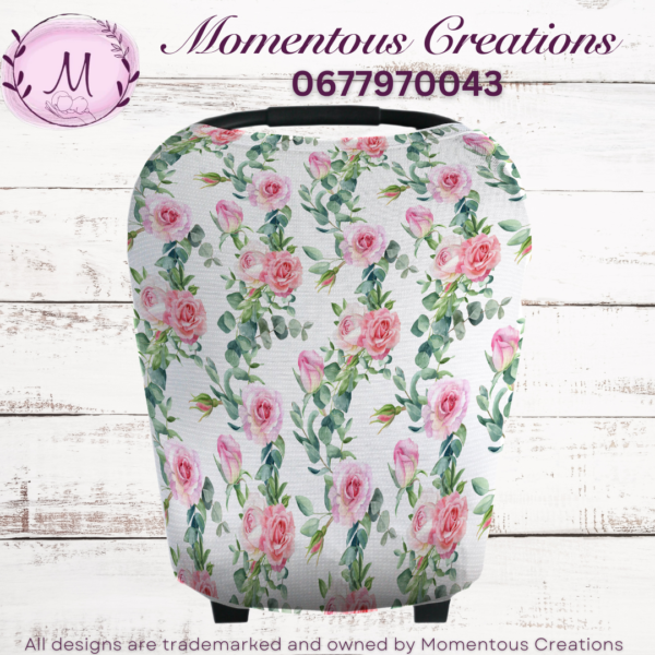 Pink rose floral car chair cover