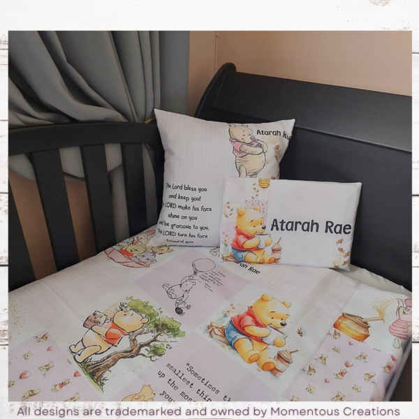 Pink Quilted pooh duvet set - Image 2