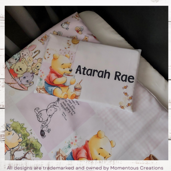 Pink Quilted pooh duvet set - Image 3