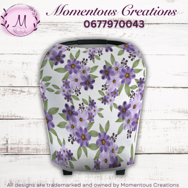 Purple floral car chair cover