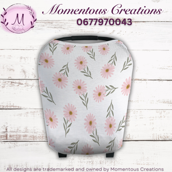 Pink and green floral car chair cover