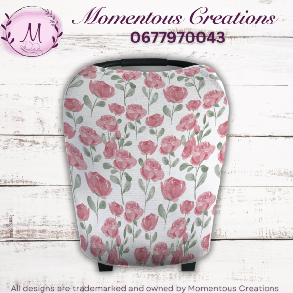 Pink rose floral car chair cover