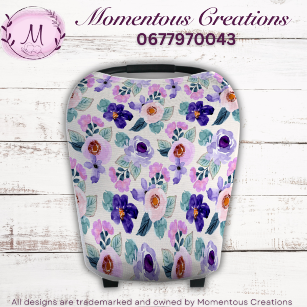 Purple and ink floral car chair cover