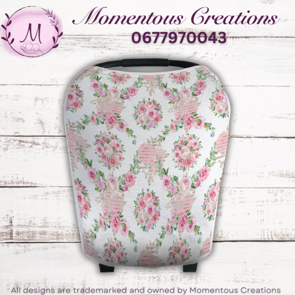 Pink floral car chair cover