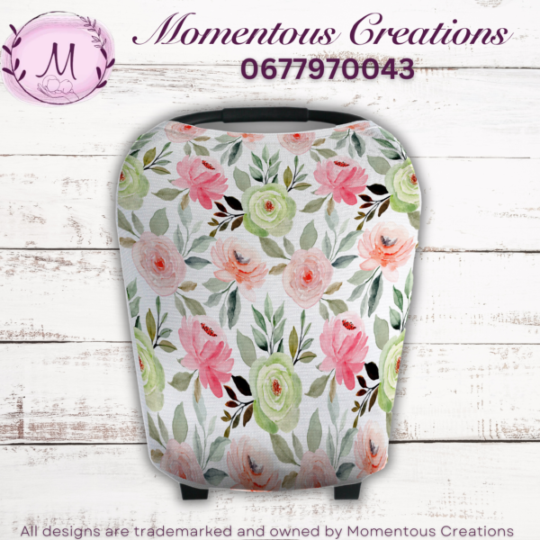 Pink and green rose car chair cover