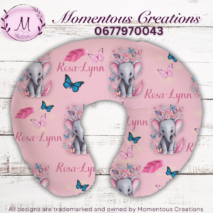 Pink elephant feeding pillow