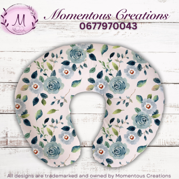 Blue and green floral feeding pillow