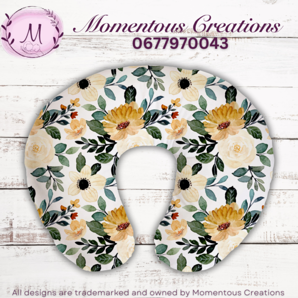 yellow floral feeding pillow