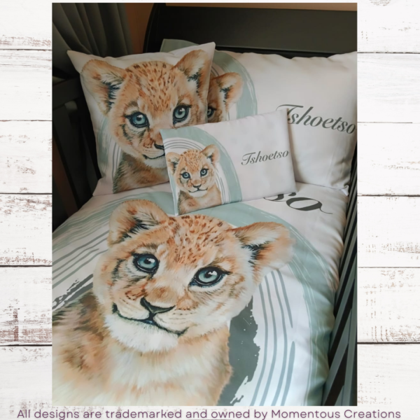 Blue Boho Lion cube duvet set - Image 6