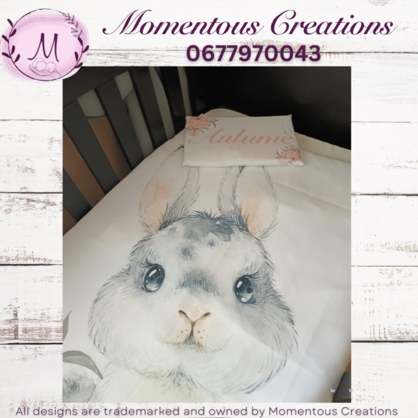 Pink peony bunny duvet set - Image 3