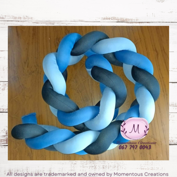 Blue's braided cot bumper