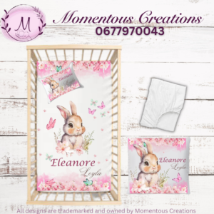 Pink butterfly floral bunny duvet set