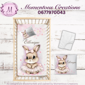 Pink floral bunny duvet set