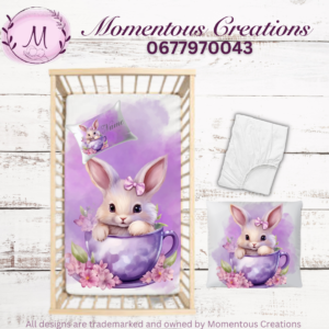 Purple tea cup bunny duvet set