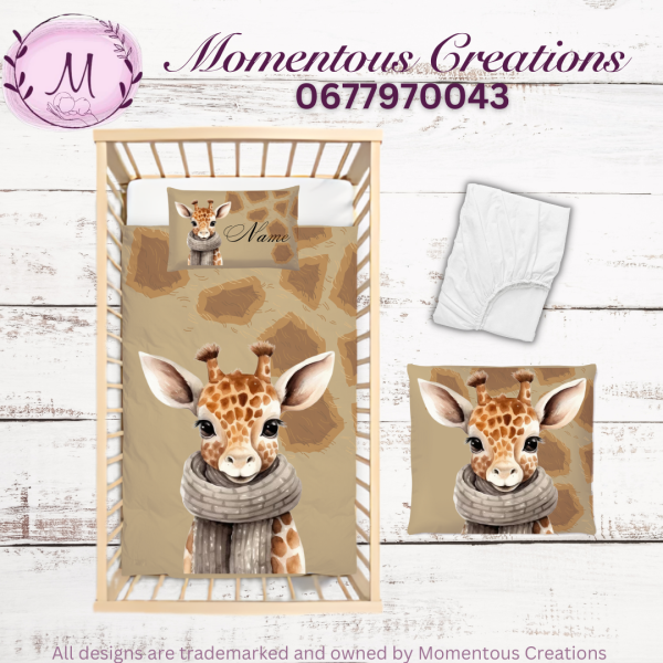 Brown patterned baby Giraffe duvet set