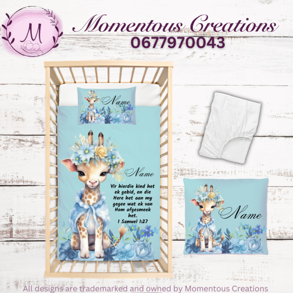 Blue floral Giraffe duvet set