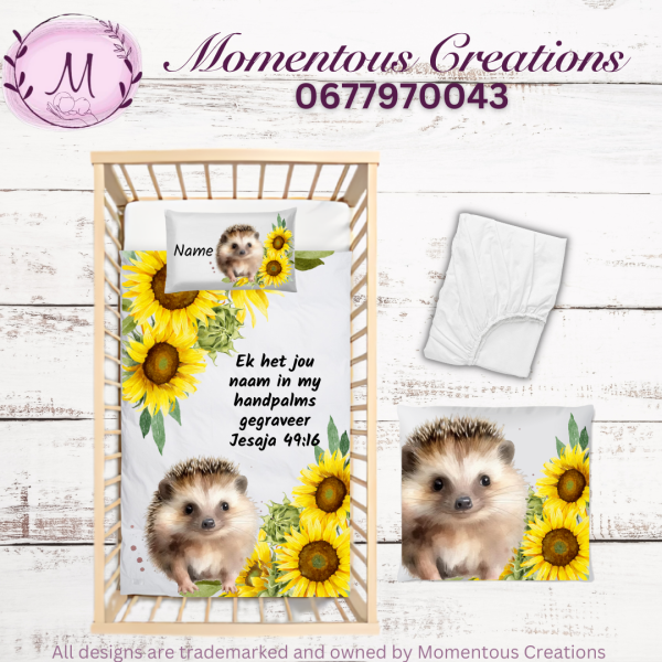 Sunflower baby hedgehog duvet set
