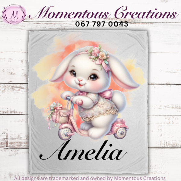 bicycle bunny fleece blanket