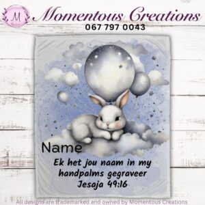 Cute Blue balloon bunny fleece blanket