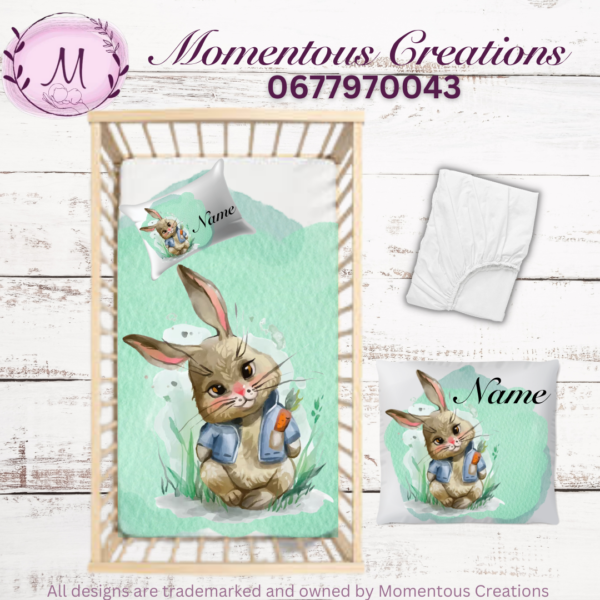 Green cute bunny duvet set
