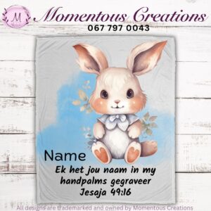 Blue leave bunny fleece blanket