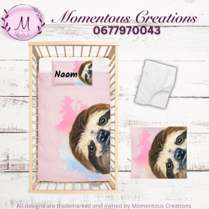 Pink water Colour sloth duvet set