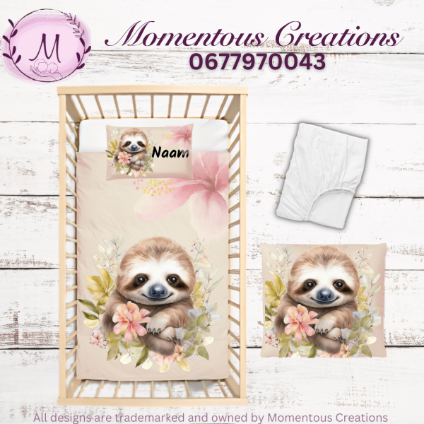 Floral sloth duvet set