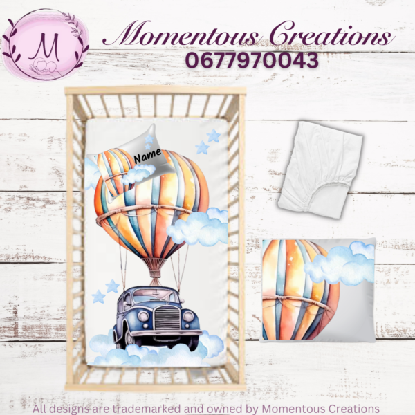Vintage car air balloon duvet set