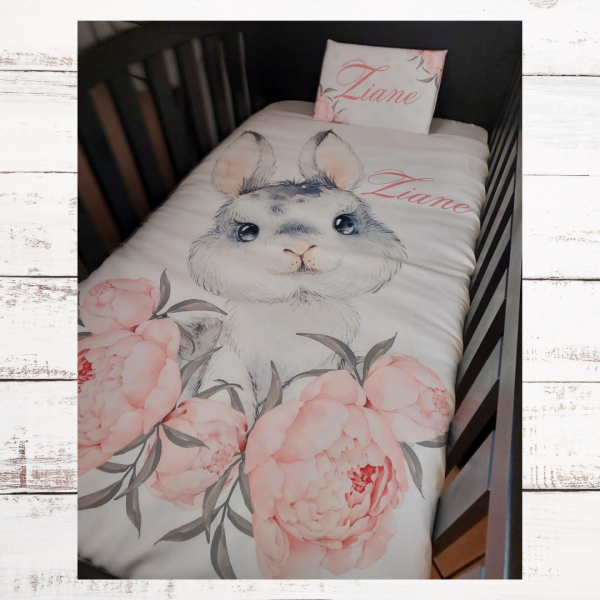 Pink peony bunny duvet set - Image 7