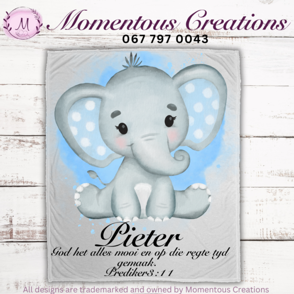 Blue elephant fleece blanket