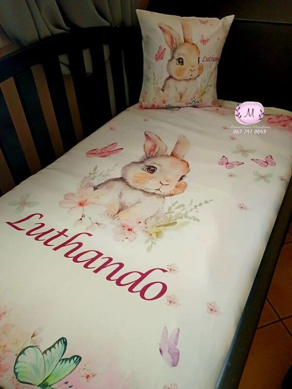 Pink butterfly floral bunny duvet set - Image 5