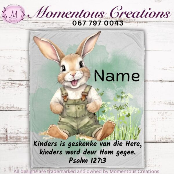Green grass bunny fleece blanket