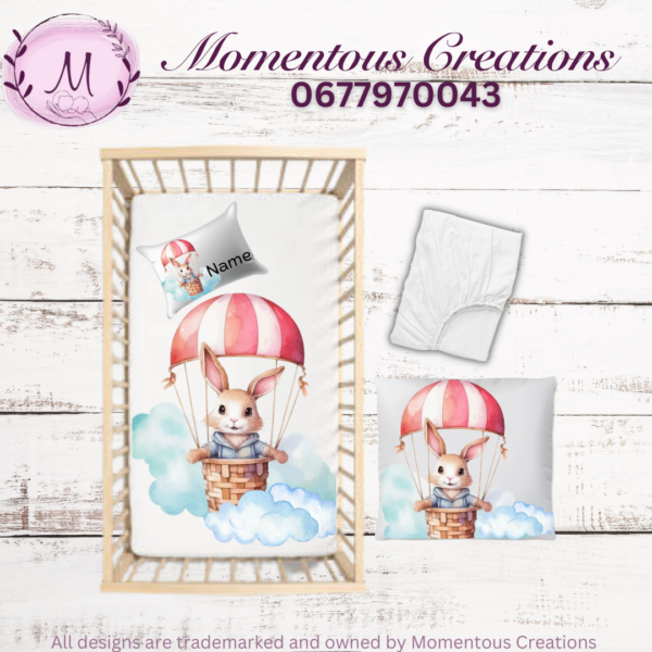 Red air balloon bunny duvet set