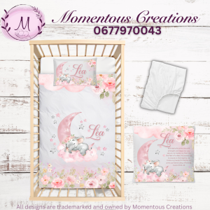 Pink floral sleeping elephant duvet set