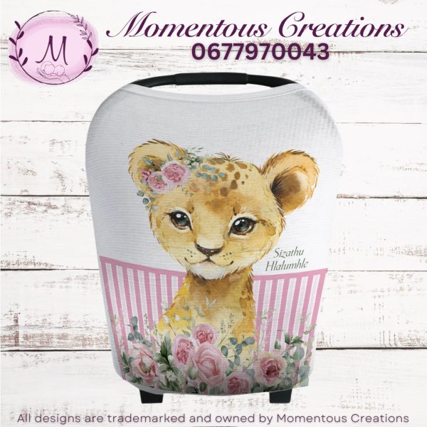 Pink floral Lion car chair cover