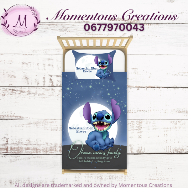 Stitch on the moon single bed Duvet set
