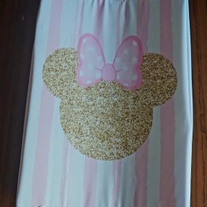 Pink glitter Minnie mouse changing mat