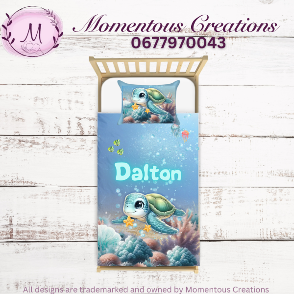 Blue under the sea turtle single bed Duvet set