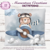 Blue grey teddy bear plane duvet set - Image 7