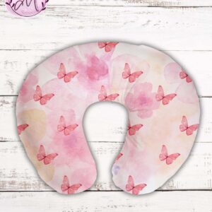 Pink butterfly feeding pillow