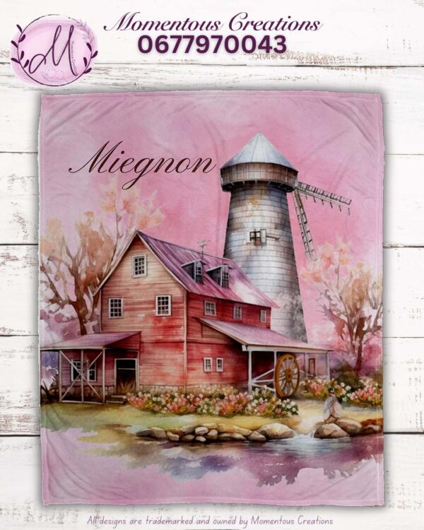 Pink farmhouse fleece blanket