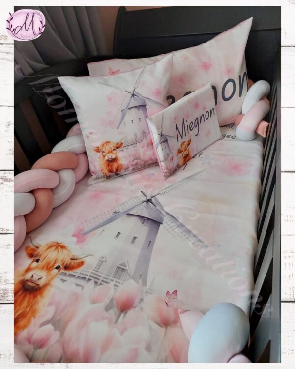 Pink farmhouse with highland cow duvet set - Image 15