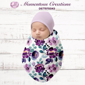 Enchanting Purple Rose Hospital Swaddle Set