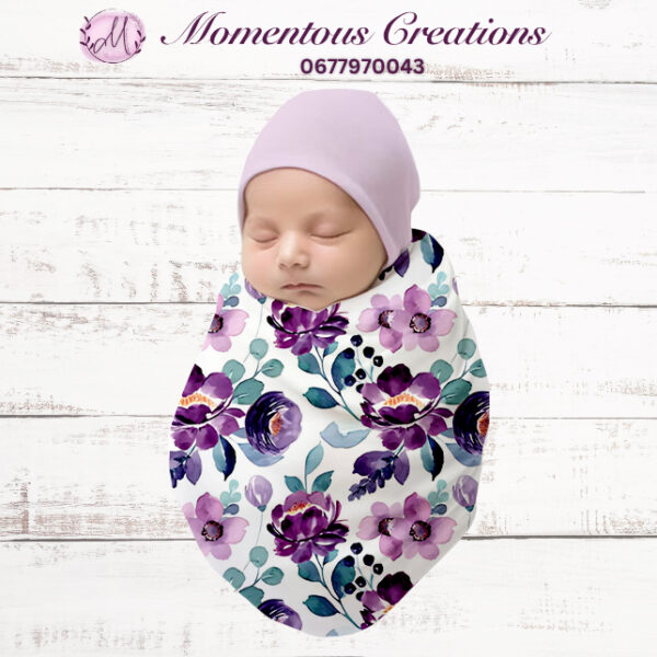 Enchanting Purple Rose Hospital Swaddle Set