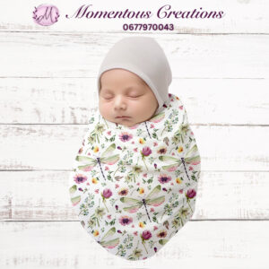 Dragonfly & Flowers Newborn Swaddle & Hat Set