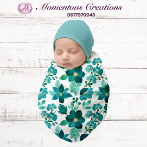 Teal Bloom Newborn Hospital Swaddle Set