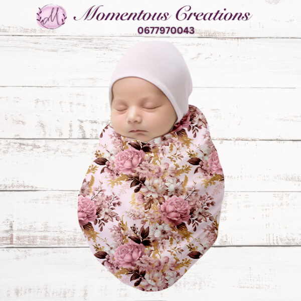 Sweet Pink Rose Newborn Hospital Swaddle Set